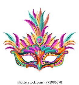 Happy carnival festive concept with musical trumpet mask. Carnival mask. Vector illustration