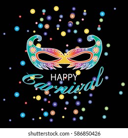 Happy Carnival with Mardi Gras Mask 