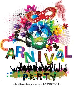 Happy Carnival Party Feastival mask 
 colours vector