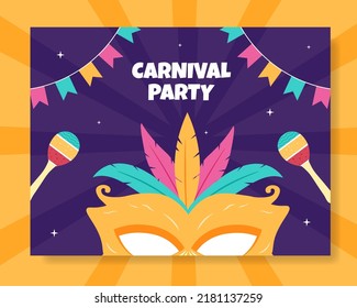 Happy Carnival Party Photocall Template Cartoon Background Vector Illustration