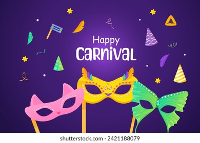 Happy carnival poster for party, banner, Jewish holiday. Religious holidays and events 