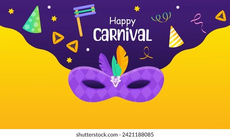 Happy carnival poster for party, banner, Jewish holiday. Religious holidays and events 