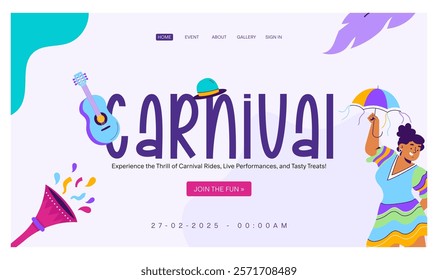 Happy carnival web landing page template