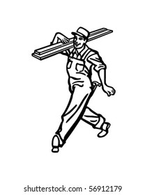 Happy Carpenter - Retro Clip Art