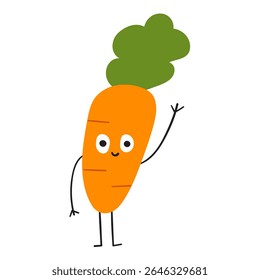 Happy carrot character. Flat vector hand drawn illustration.