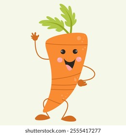 Happy carrot character illustration.  Perfect for kids' books or educational materials.