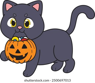 Happy carrying halloween candy vector illustration