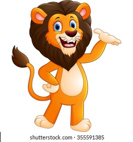 Happy carton lion posing