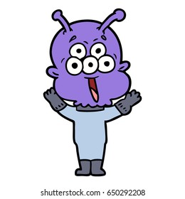 alien de caricatura feliz