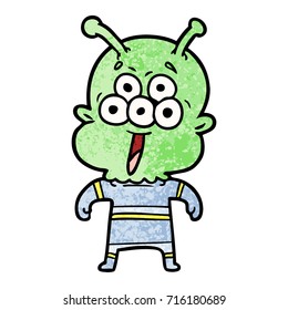 alien de caricatura feliz