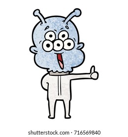 desenho animado alienígena feliz