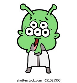 happy cartoon alien gasping in surprise