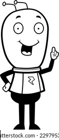 A happy cartoon alien with an idea.