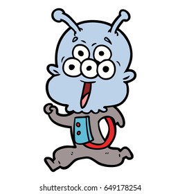happy cartoon alien running