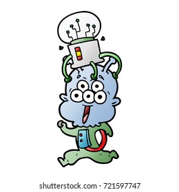 happy cartoon alien running