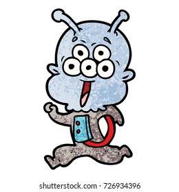 happy cartoon alien running