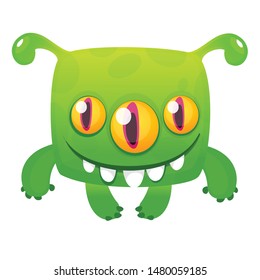 Happy cartoon alien. Vector Halloween illustration