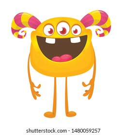 Happy cartoon alien. Vector Halloween illustration