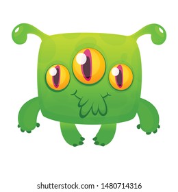Happy cartoon alien. Vector Halloween illustration