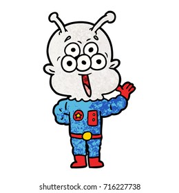 happy cartoon alien waving