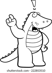 A happy cartoon alligator with an idea.