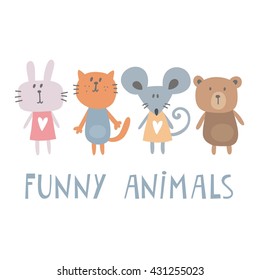 Happy cartoon animals