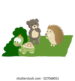 Happy Cartoon Animals Playing 