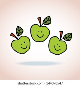 happy cartoon apples