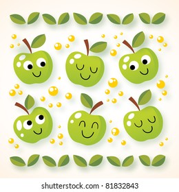 happy cartoon apples