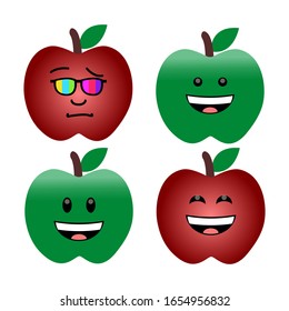 Feliz caricatura de manzanas. Icono ilustración vectorial manzana 