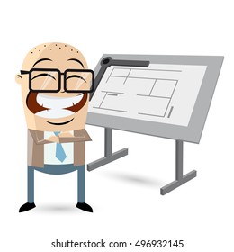 happy cartoon architect