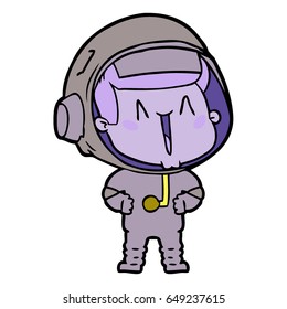 happy cartoon astronaut