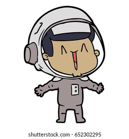 happy cartoon astronaut