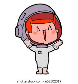 happy cartoon astronaut