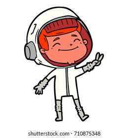 happy cartoon astronaut