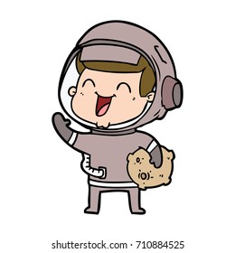 happy cartoon astronaut