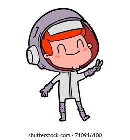 happy cartoon astronaut