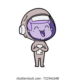 happy cartoon astronaut