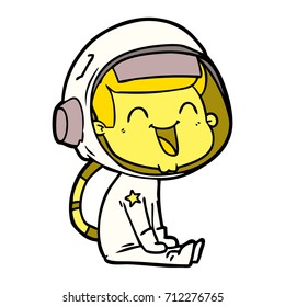 happy cartoon astronaut