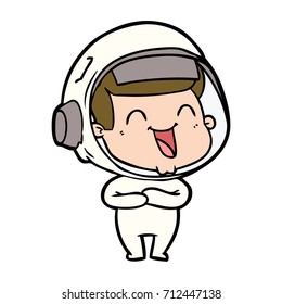 happy cartoon astronaut