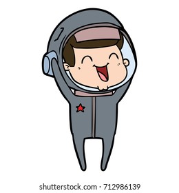 happy cartoon astronaut