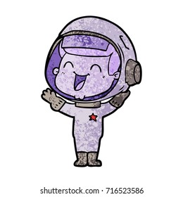 happy cartoon astronaut