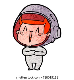 happy cartoon astronaut