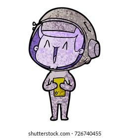 happy cartoon astronaut