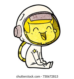 happy cartoon astronaut