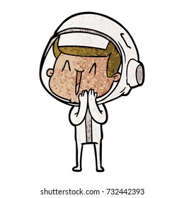 happy cartoon astronaut