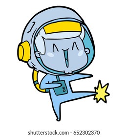 happy cartoon astronaut dancing