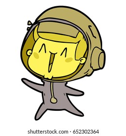 happy cartoon astronaut leaping