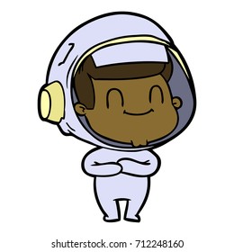 happy cartoon astronaut man