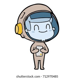 happy cartoon astronaut man